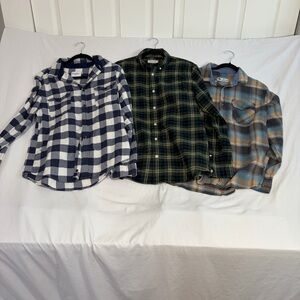 Bundle of 3 100% Cotton Men's Plaid Flannel Shirt Collection